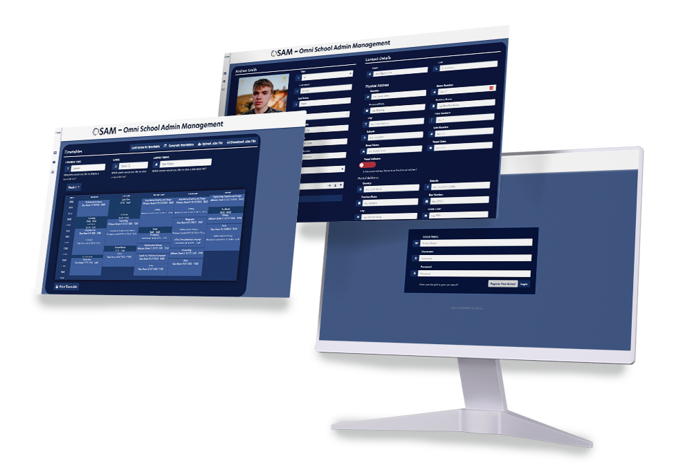 OSAM school administration system mockup